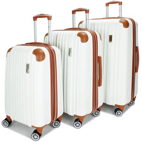 Miami Carryon Collins 3 Piece Expandable Spinner Luggage Set White