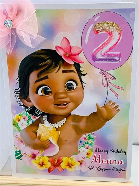 Princess Moana Birthday Card Disney Moana Card Female Etsy Uk