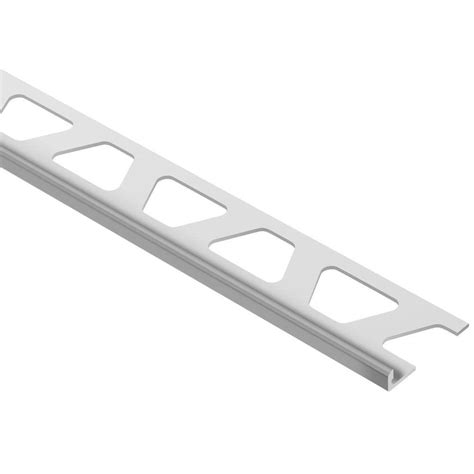 The vertical wall section of the profile provides a decorative finish and protects adjacent tiles. Schluter Jolly Grey 3/16 in. x 8 ft. 2-1/2 in. PVC L-Angle ...