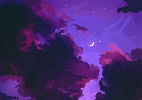 Freetoeditspace Night Clouds Purple Aesthetic Anime