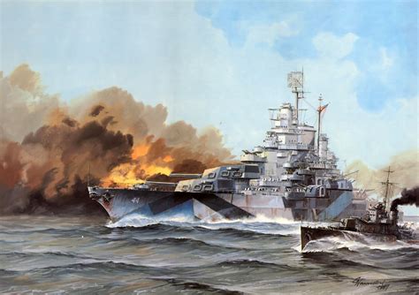 Wallpaper Battleship Uss California 1944 Ship Painting Art 2745x1939