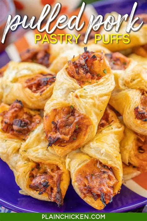 Unwrap puff pastry sheet and place on parchment paper on a baking sheet. Pulled Pork Pastry Puffs - only 4 ingredients! Great ...