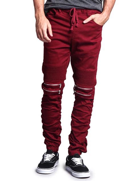 Victorious Mens Scrunch Stacked Biker Twill Jogger Pants Jg882