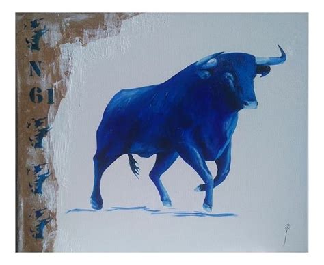 Tableau Peinture Toro Bleu Tauromachie Cebada Gago Animaux Peinture A L