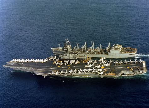 An Aerial Port Beam View Of The Aircraft Carrier Uss Midway Cv 41 And