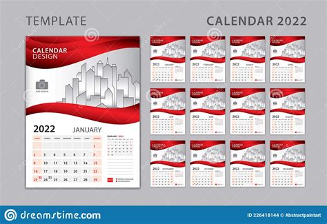 Kalender 2022 Sjabloon Muurkalender 2022 Jaar Kalender Met Set Desk