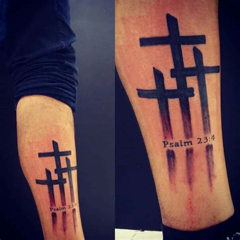 Psalms 23 Cross Tattoo