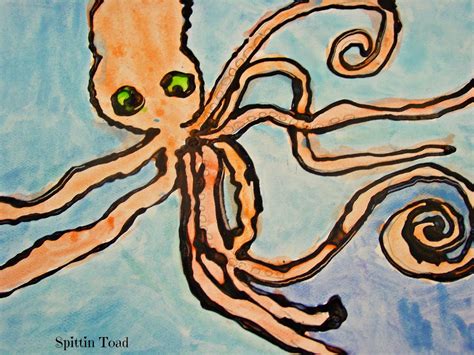 Spittin Toad Kids Art Painting Octopus With Watercolors And Glue