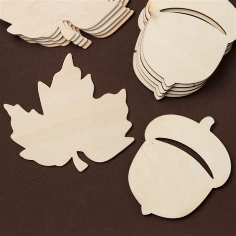 Unfinished Acorn And Leaf Wood Cutouts All Wood Cutouts Wood Crafts