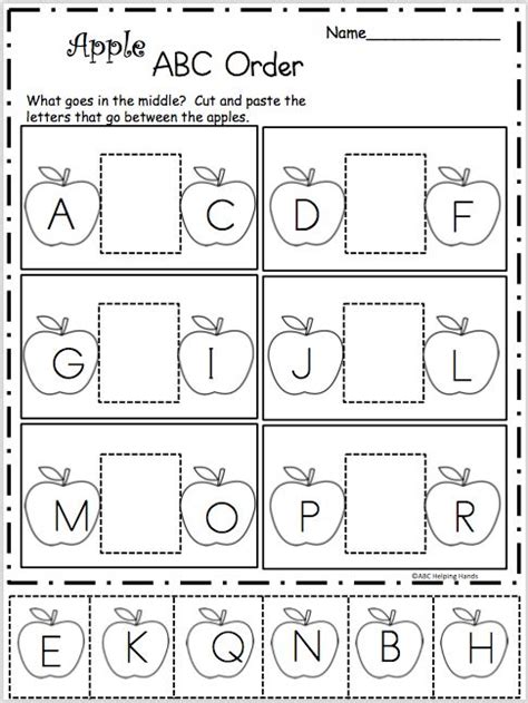 Abc order is a first grade standard. Apple Alphabetic Order Worksheet | Kindergarten worksheets ...