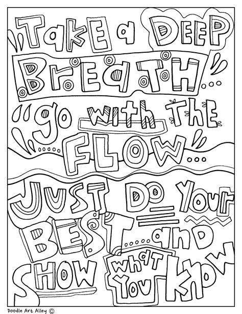 Testing Encouragement Coloring Pages Classroom Doodles From Doodle Art