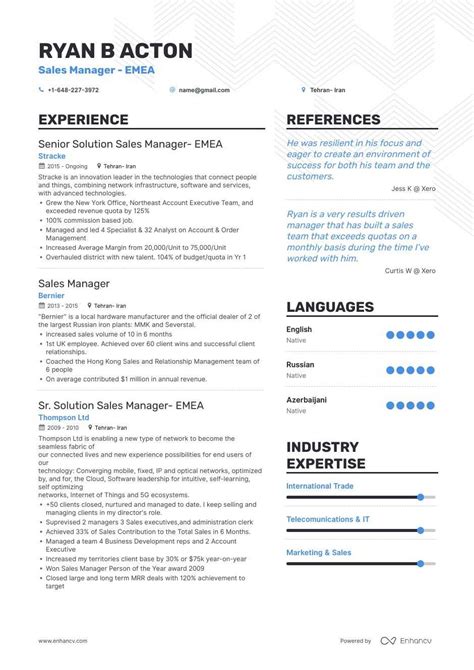 10+ examples and best sales manager resume samples with detailed guides for hotel sales managers, retail sales managers and much more. Best Sales Manager Resume Examples with Objectives, Skills ...