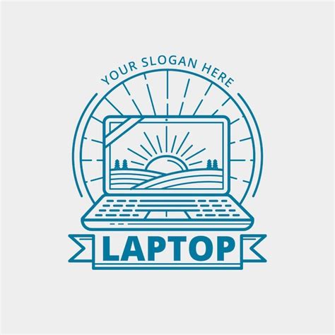 Free Vector Linear Flat Laptop Logo Template