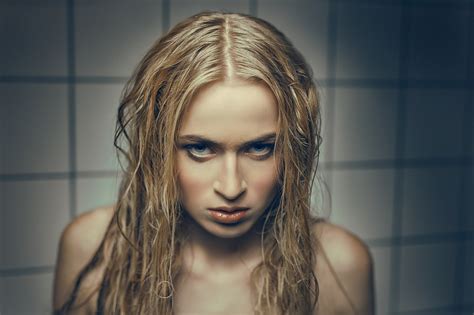 X X Women Blonde Face Portrait Wallpaper