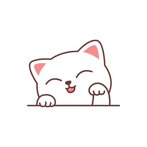 Premium Vector Cute White Cat Cartoon Vector Illustration