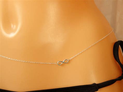 Sterling Silver Infinity Waistbelly Chain Infinity Belly Etsy