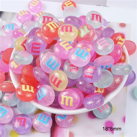 50pcs mix mini m beans candy resin flatback flat back cabochon kawaii diy craft decoration