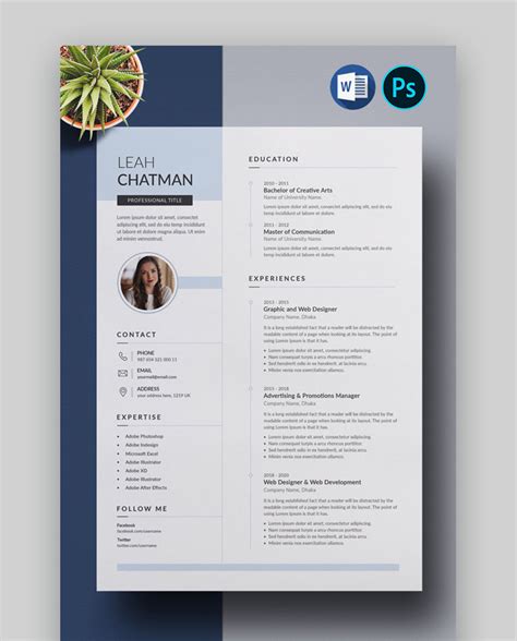 Free Minimalist Resume Templates For Word More