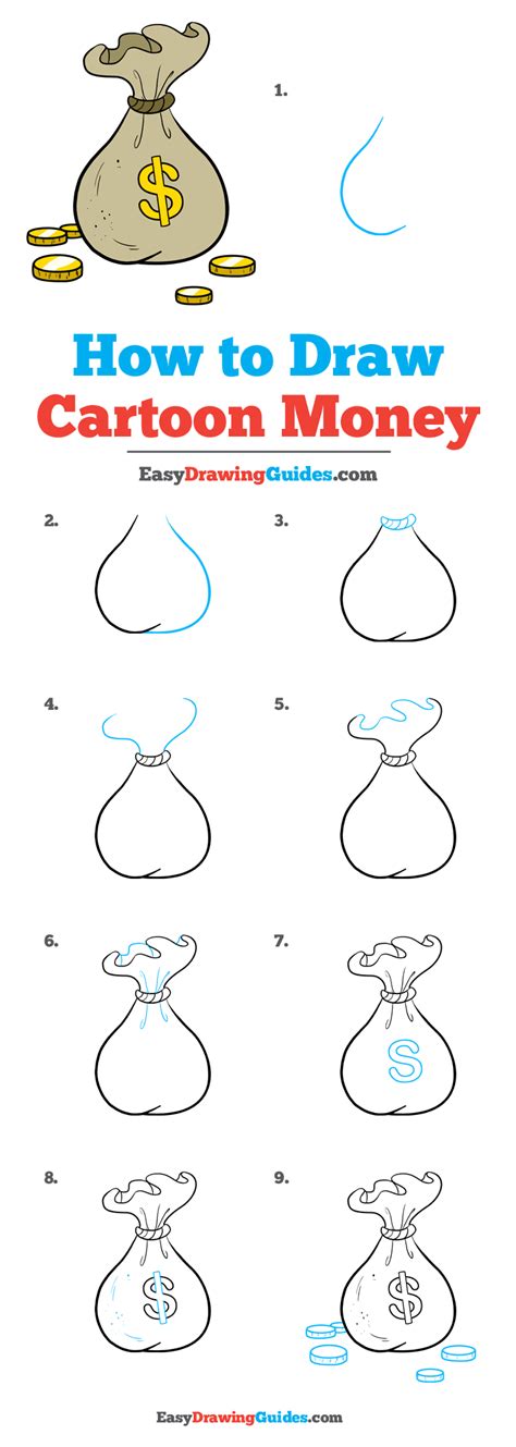 Learn how to draw money bags pictures using these outlines 987x768 coloring pages of money a bag of coins coloring pages coloring. How to Draw Cartoon Money - Really Easy Drawing Tutorial