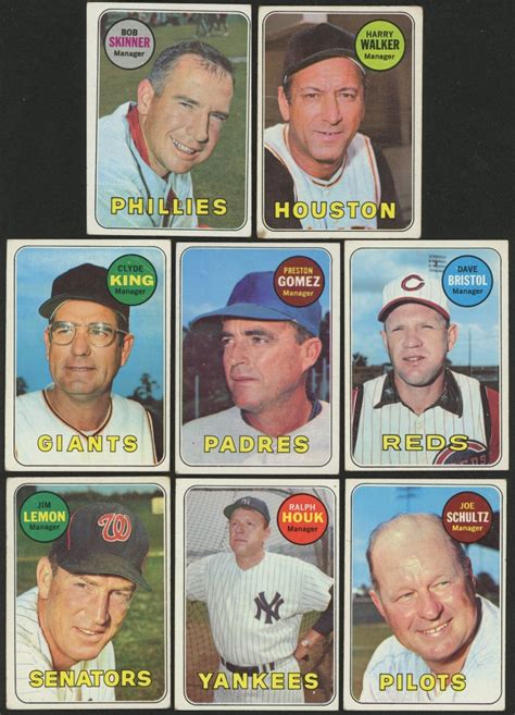 Lot Of 8 1969 Topps Baseball Cards With Dave Bristol 234 Joe