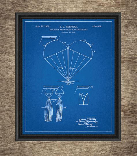 Parachute Set Of 6 Blueprints Parachutist Blueprint Skydiving Etsy