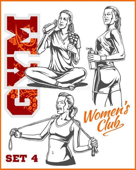 Fitness Girls Vector Set Stock Vector Illustration Of Active 52686055
