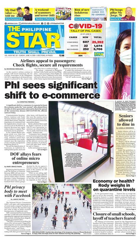 Read news from the most popular philippine newspapers. The Philippine Star-June 14, 2020 Newspaper - Get your ...