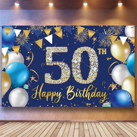 Buy 50th Birthday Decorations Backdrop For Men Happy 50th Birthday