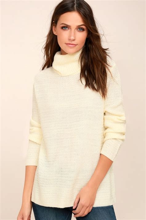 Chic Cream Sweater Turtleneck Sweater Knit Sweater Lulus
