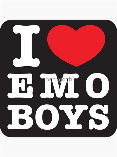 I Love Or Heart Emo Boys In Black Sticker For Sale By Heckgogh