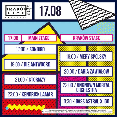 Kraków Live Festival 2018 Rozpiska Godzinowa Koncertów Glamourpl
