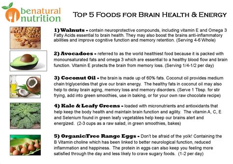 Top 5 Foods For Brain Energy And Health Be Natural Nutrition
