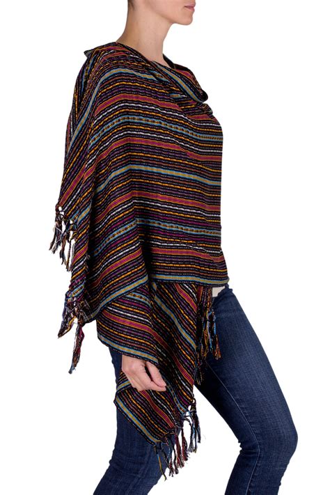 Hand Woven Cotton Shawl From Guatemala Valley At Night Novica