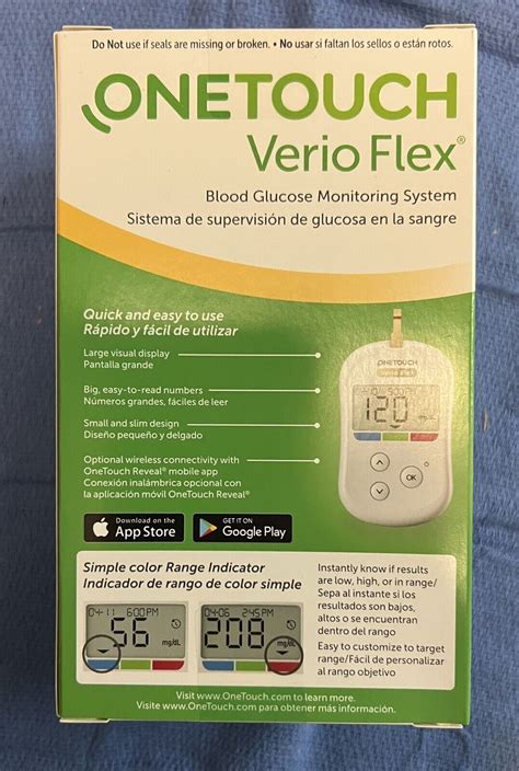 Onetouch Verio Flex Blood Glucose Monitoring System Color Sure Exp