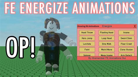 Roblox Fe Script Showcase Energize Animations Gui R6 And R15 Youtube