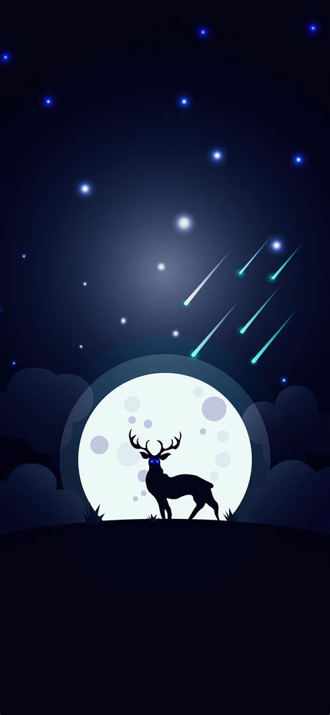 1242x2688 Reindeer Glowing Blue Eyes Moon 5k Iphone Xs Max Hd 4k