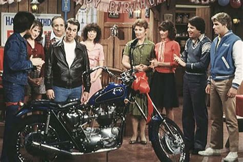 We all wanted to be the cool guy riding in on the triumph tr5 trophy motorcycle. Fonzie's Leather Jacket Was Banned, And 12 Other Secrets ...