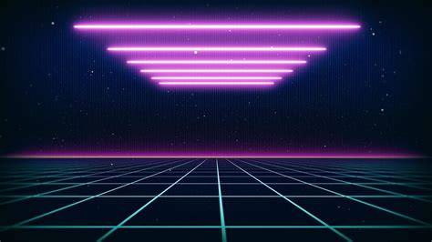Retro Style 80s Sci Fi Background Futuristic With Laser Grid Landscape