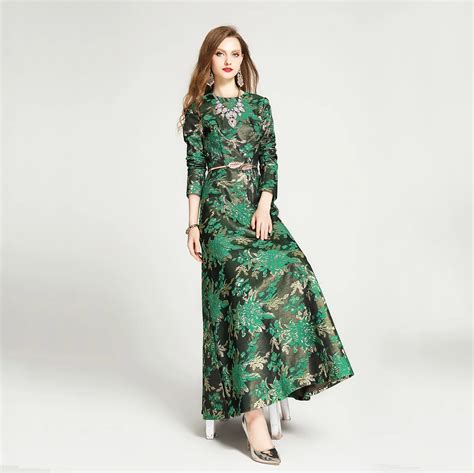 The Pound Long Sleeve Green Floral Maxi Dress Dubai Norris 20 Top