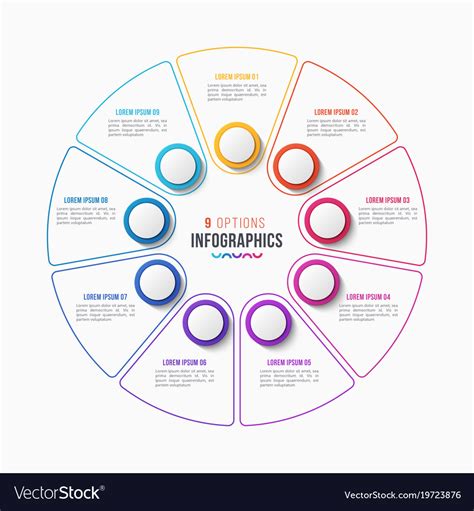 9 Parts Infographic Design Circle Chart Royalty Free Vector