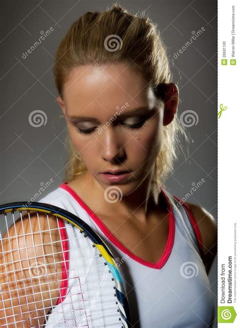 Pretty Female Tennis Player Stock Photo Image Of Pose Concept 26691100