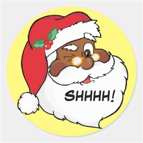 Winking Black Santa Keeping Christmas Secrets Sticker Zazzle