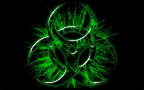 🔥 Download Green Biohazard Black Background Neon 3d Graphics Wallpaper