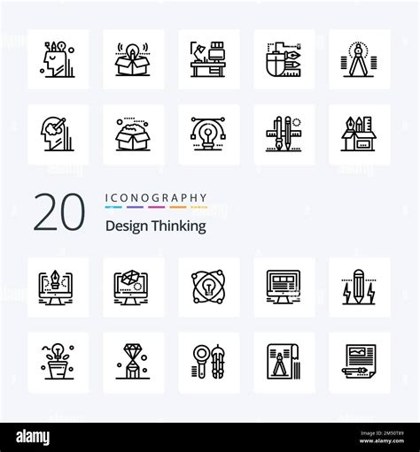 20 Design Thinking Line Icon Pack Like Web Website Drawing Laptop