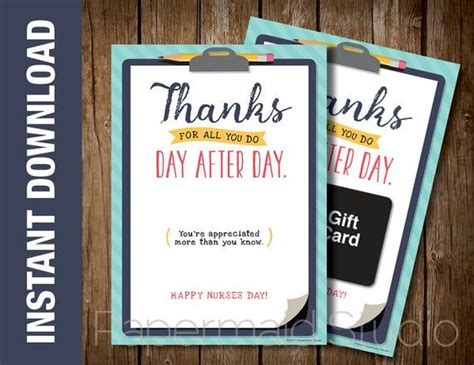 You are about to action: Nurses Day Thank You Gift Card Holder Printable Nurse ...