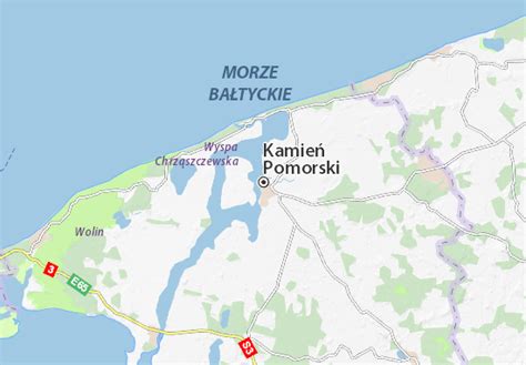 It is situated at the bay of kamien, which is surrounded on the island wolin and the mainland of pomerania. Mappa MICHELIN Kamień Pomorski - Pinatina di Kamień ...