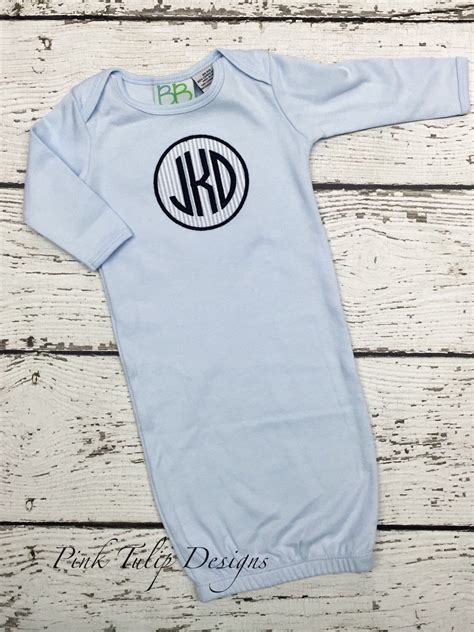 Baby Boy Monogrammed Infant Gown By Pinktulipofdaphne On Etsy