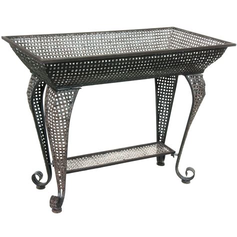 Tempered glass top black plant stand. Oriental Furniture Wrought Iron Sundry Pedestal Plant ...