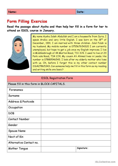 Form Filling Exercise English Esl Worksheets Pdf And Doc