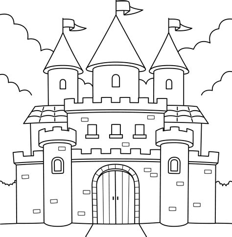 Royal Castle Coloring Page For Kids 6823408 Vector Art At Vecteezy